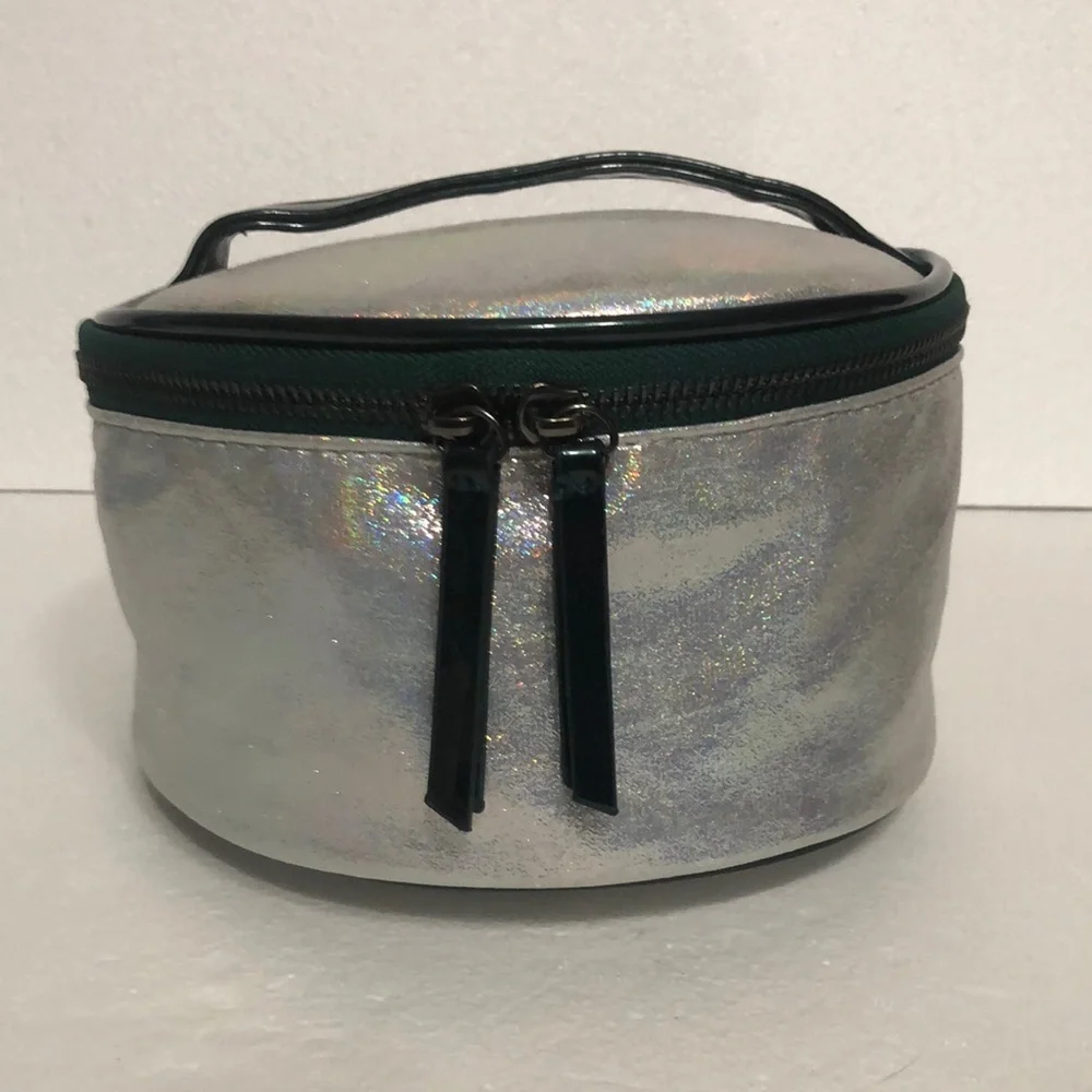 Iridescent Silver Cosmetic Bag
